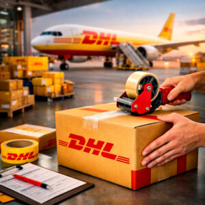 Envio internacional com DHL em Uberlândia com embalagem segura e transporte rápido