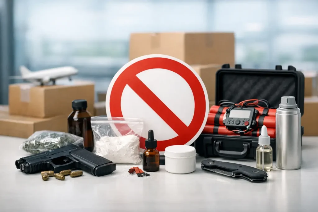 Quais itens são proibidos no courier?